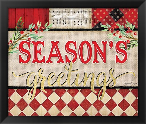 Framed Season&#39;s Greetings Plaid Print