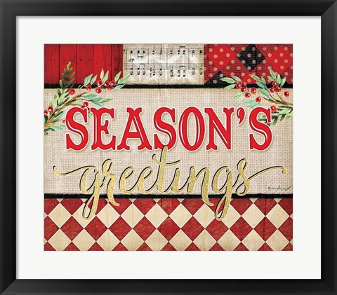 Framed Season&#39;s Greetings Plaid Print