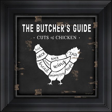 Framed Butcher&#39;s Guide Chicken Print
