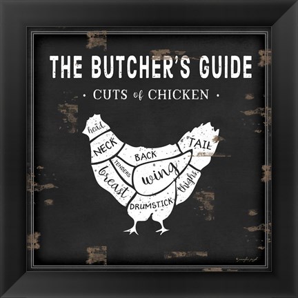 Framed Butcher&#39;s Guide Chicken Print