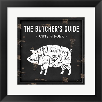 Framed Butcher&#39;s Guide Pig Print