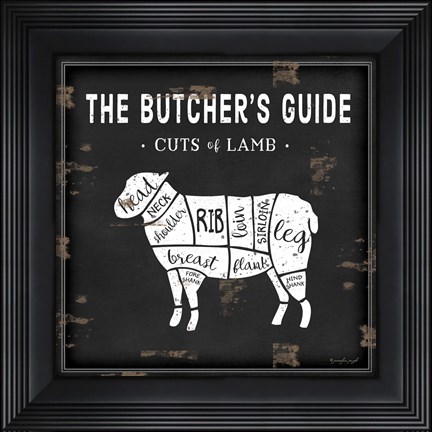 Framed Butcher&#39;s Guide Lamb Print