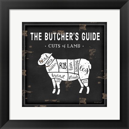 Framed Butcher&#39;s Guide Lamb Print