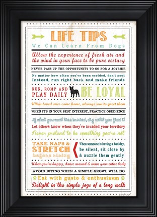 Framed Life Tips - Dog Print