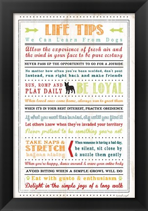 Framed Life Tips - Dog Print