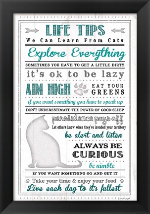 Framed Life Tips - Cats Print