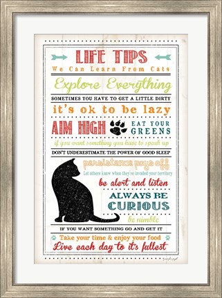 Framed Life Tips - Cats Print