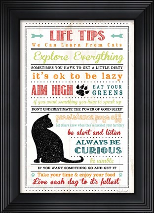 Framed Life Tips - Cats Print