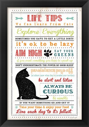 Framed Life Tips - Cats Print