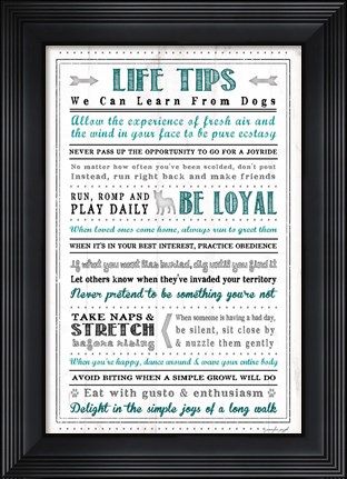 Framed Life Tips - Dog Print