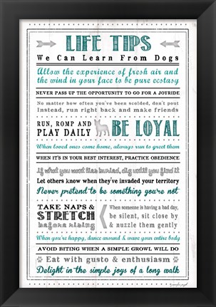 Framed Life Tips - Dog Print