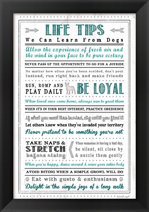 Framed Life Tips - Dog Print