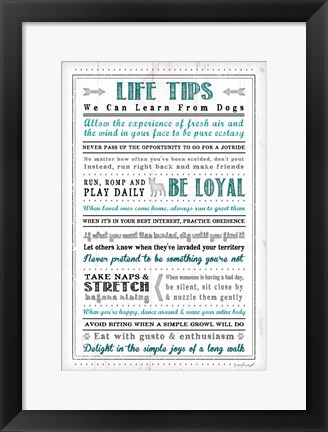 Framed Life Tips - Dog Print