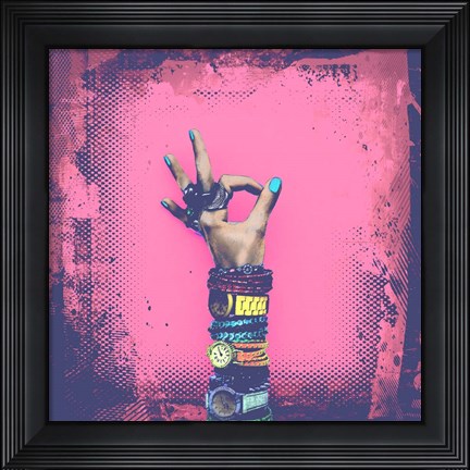 Framed OK! Grunge Halftone Pink Print