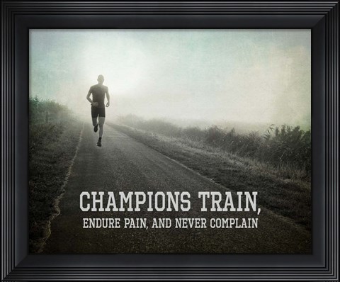 Framed Champions Train Man Black and White Print