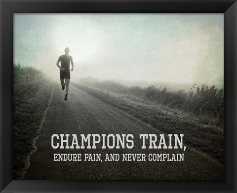 Framed Champions Train Man Black and White Print