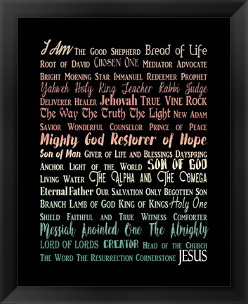 Framed Names of Jesus Rectangle Orange Ombre Text Print