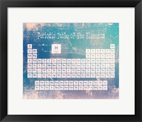 Framed Periodic Table Blue Grunge Background Print