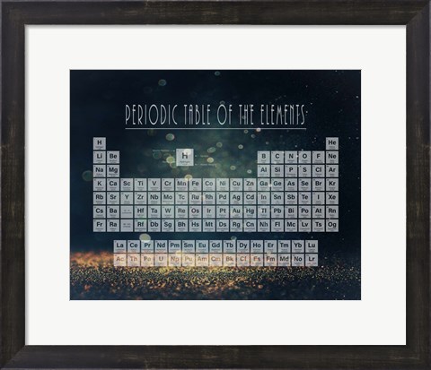 Framed Periodic Table Gold Dust - Blue Print