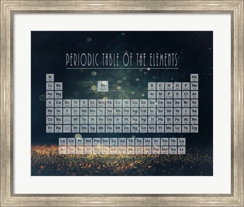 Framed Periodic Table Gold Dust - Blue Print
