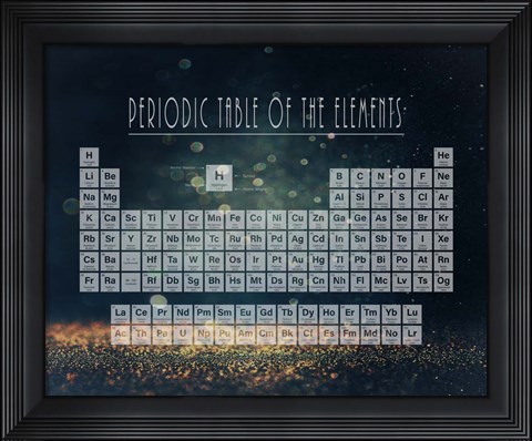Framed Periodic Table Gold Dust - Blue Print