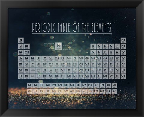 Framed Periodic Table Gold Dust - Blue Print