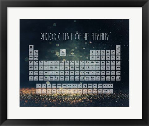 Framed Periodic Table Gold Dust - Blue Print