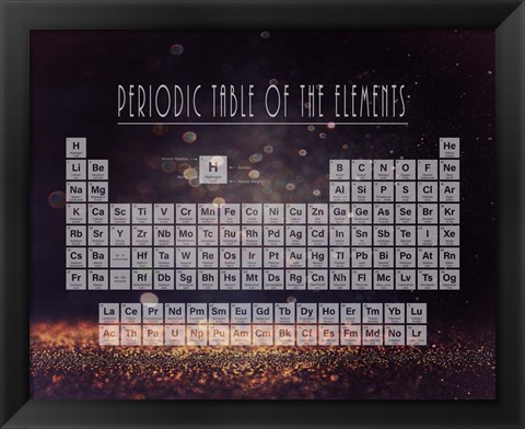 Framed Periodic Table Gold Dust - Purple Print