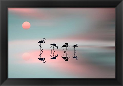 Framed Family Flamingos Print