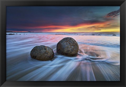 Framed Moeraki Boulders Print