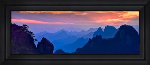 Framed Sanqing Mountain Sunset Print