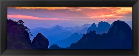 Framed Sanqing Mountain Sunset Print