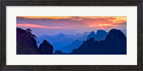 Framed Sanqing Mountain Sunset Print