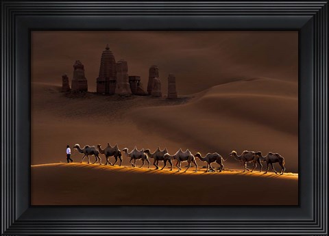 Framed Castle And Camels Print