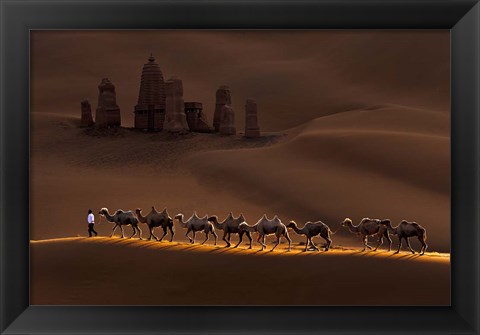 Framed Castle And Camels Print