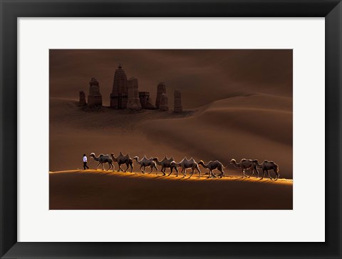 Framed Castle And Camels Print