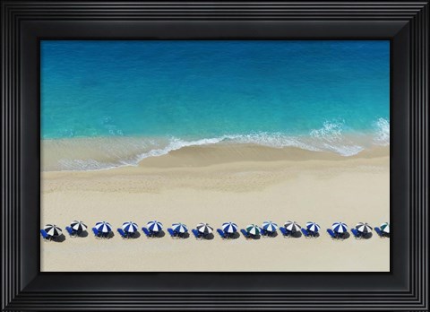 Framed Row of Beach Umbrellas Print