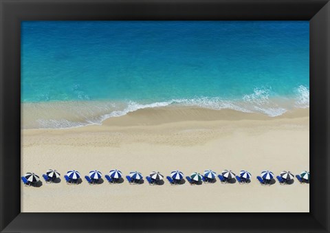 Framed Row of Beach Umbrellas Print