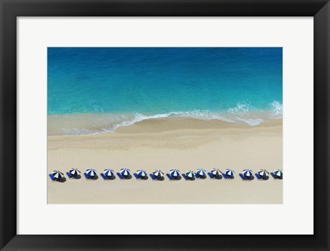 Framed Row of Beach Umbrellas Print