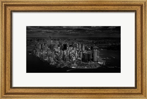Framed Manhattan - Bird&#39;s Eye View Print