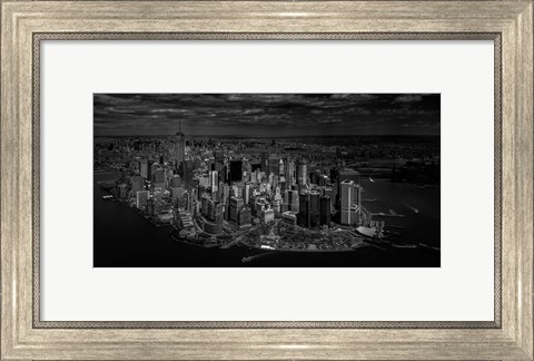 Framed Manhattan - Bird&#39;s Eye View Print