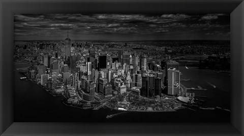 Framed Manhattan - Bird&#39;s Eye View Print