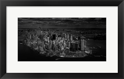 Framed Manhattan - Bird&#39;s Eye View Print