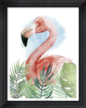 Framed Watercolor Flamingo Composition II Print