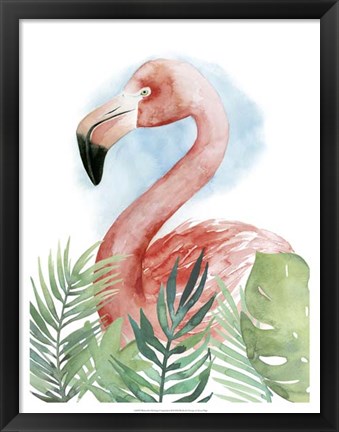 Framed Watercolor Flamingo Composition II Print