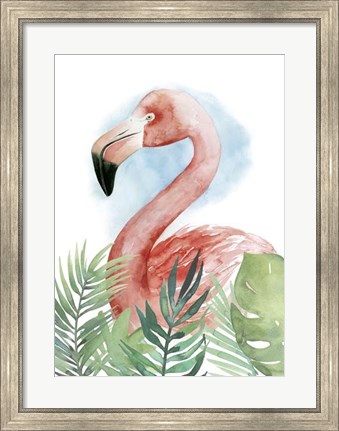 Framed Watercolor Flamingo Composition II Print