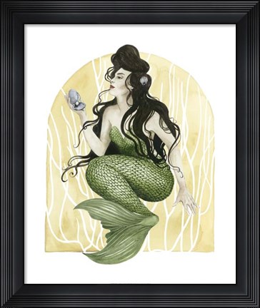 Framed Deco Mermaid I Print