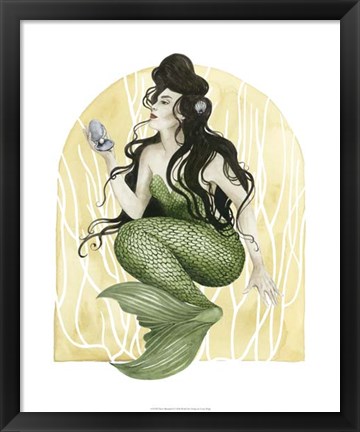 Framed Deco Mermaid I Print