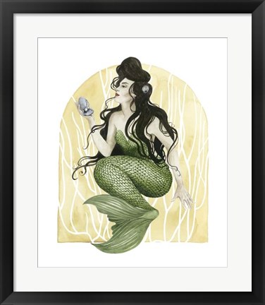 Framed Deco Mermaid I Print