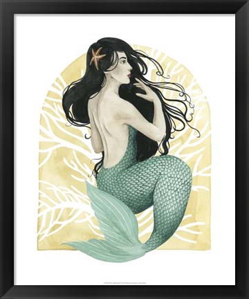 Framed Deco Mermaid II Print